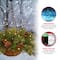 20" Pre-lit Feel Real® Colonial Artificial Christmas Hanging Basket with Cones, Red Berries &50 Warm White Battery Operated LED Lights w/Timer
